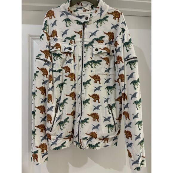 Kate Quinn Bamboo Dinosaur Motorcycle Jacket Size 8 GUC - Picture 1 of 4